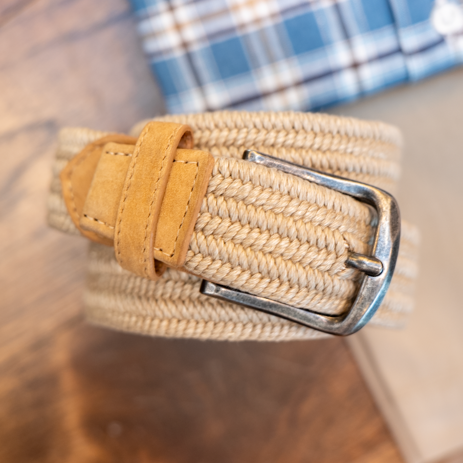Pure Linen Stretch Belt Suede Tabs