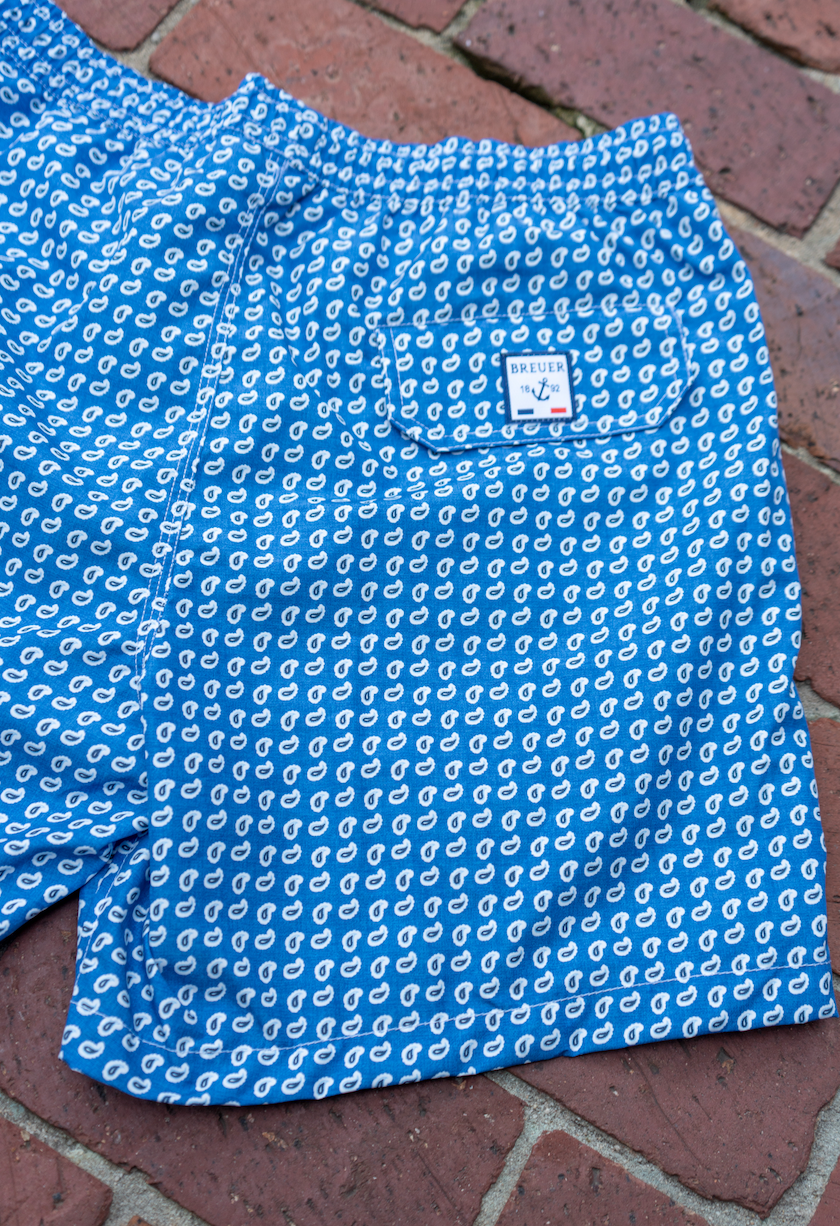 Blue Paisley Swim Trunks
