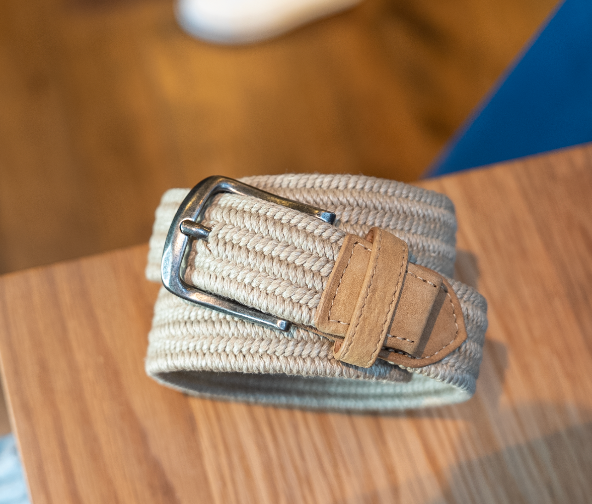 Pure Linen Stretch Belt Suede Tabs