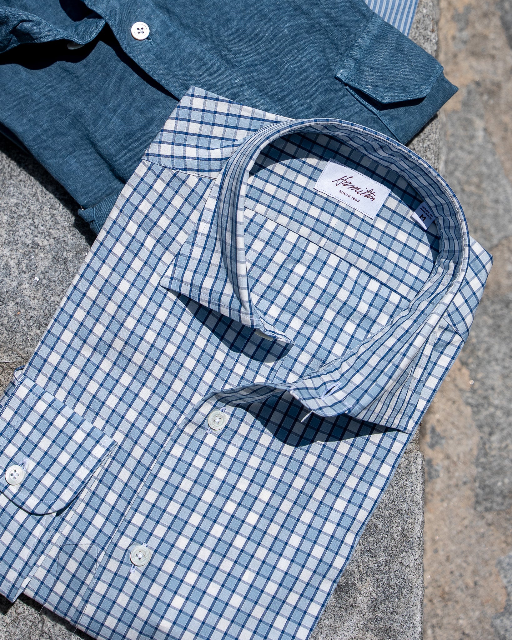 Blue & White Plaid Sport Shirt