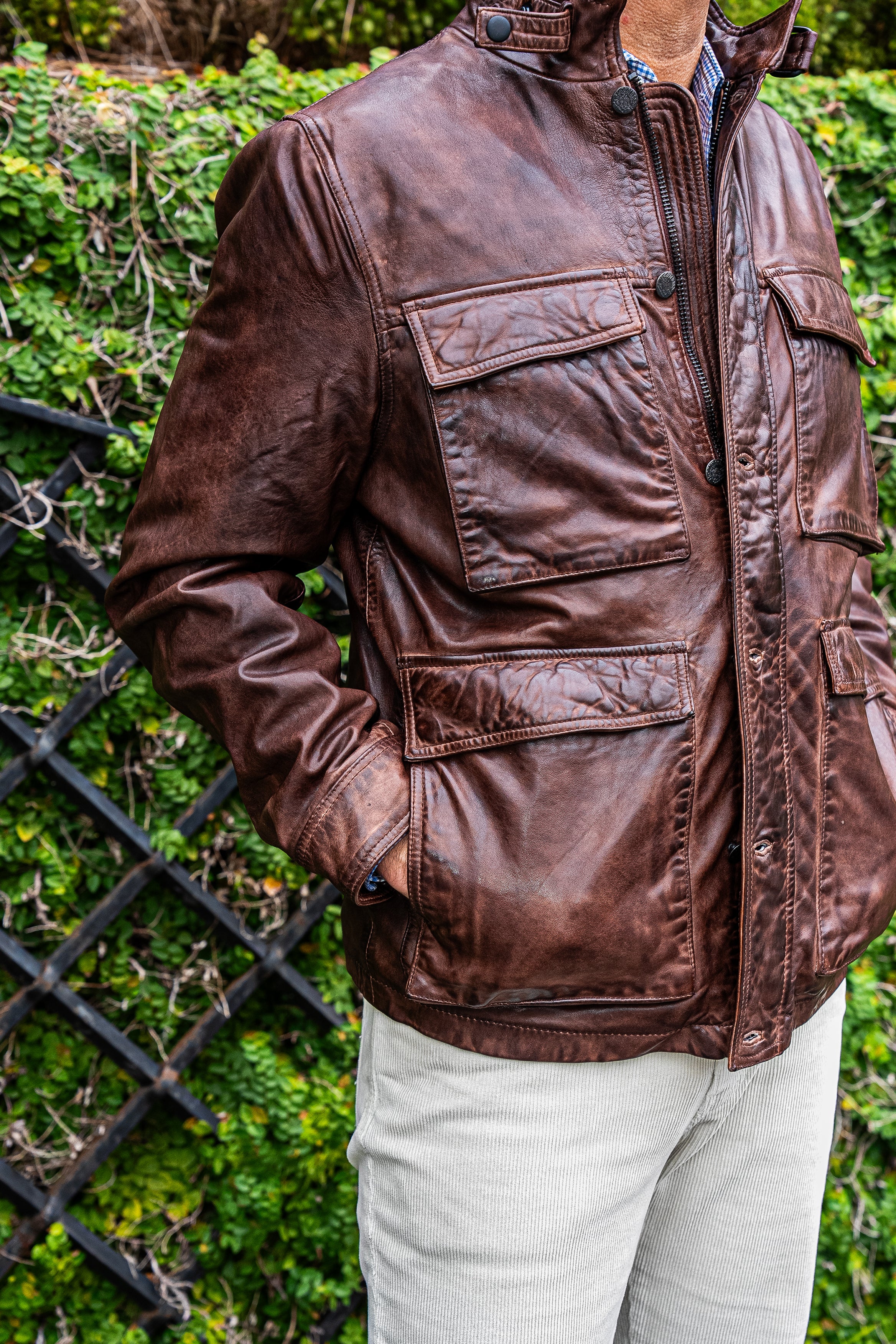 Wax-Tumbled Leather Jacket