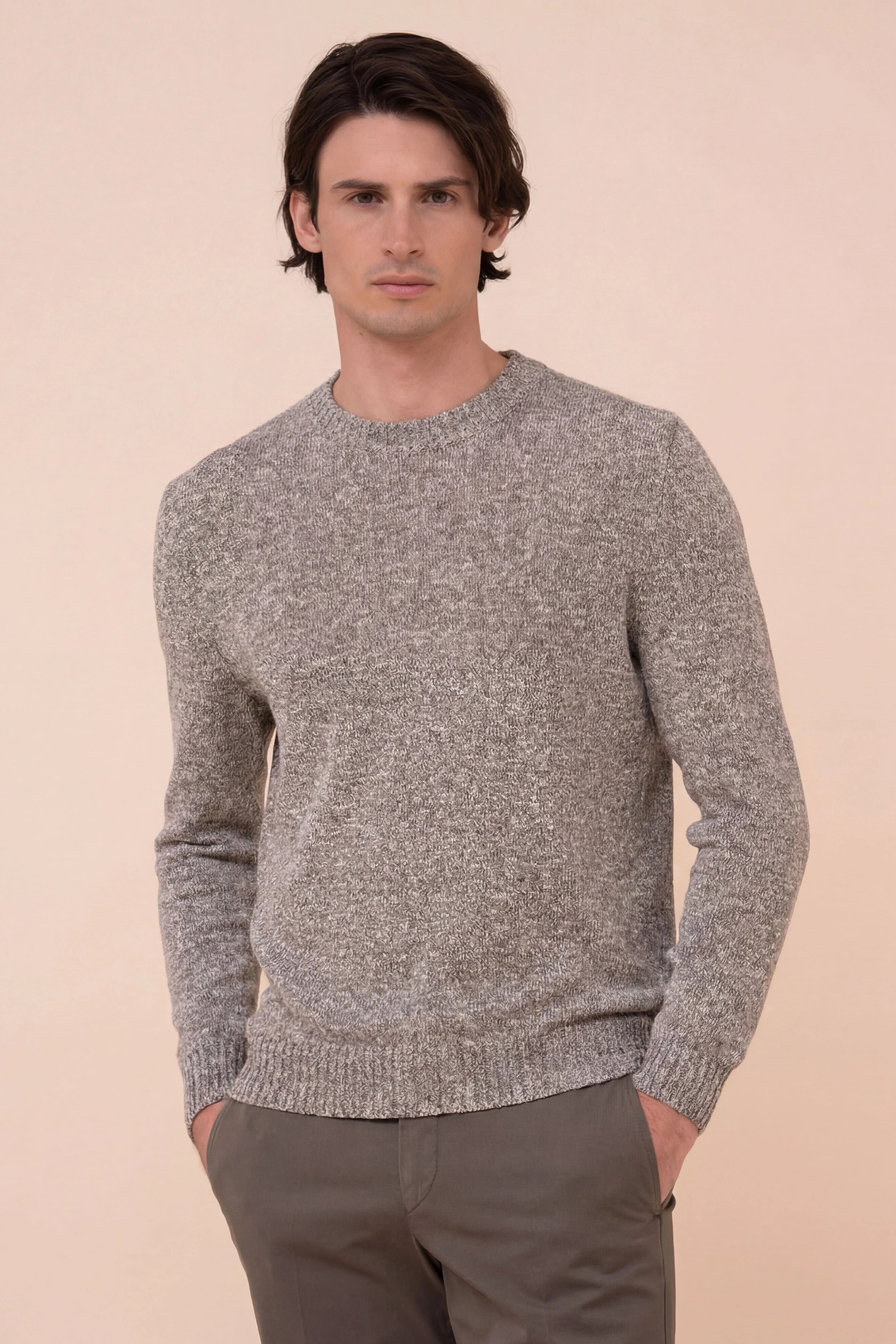 Argentina Linen Cotton and Silk Crewneck Olive