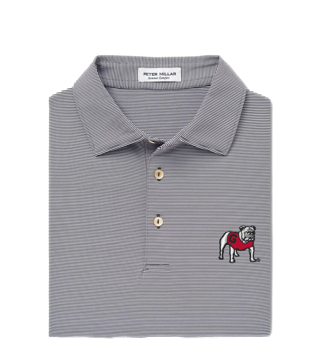 Georgia Standing Bulldog Jubilee Stripe Performance Polo