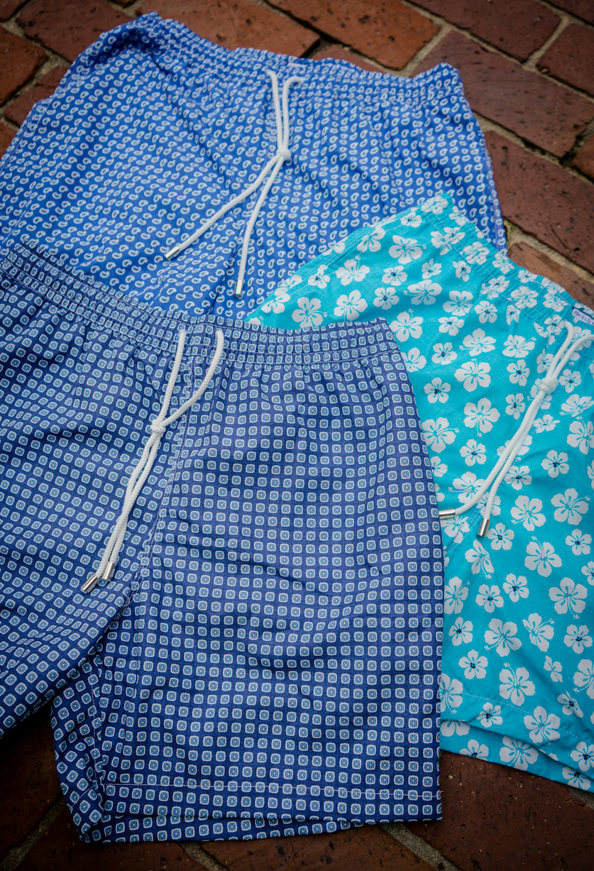 Blue Paisley Swim Trunks