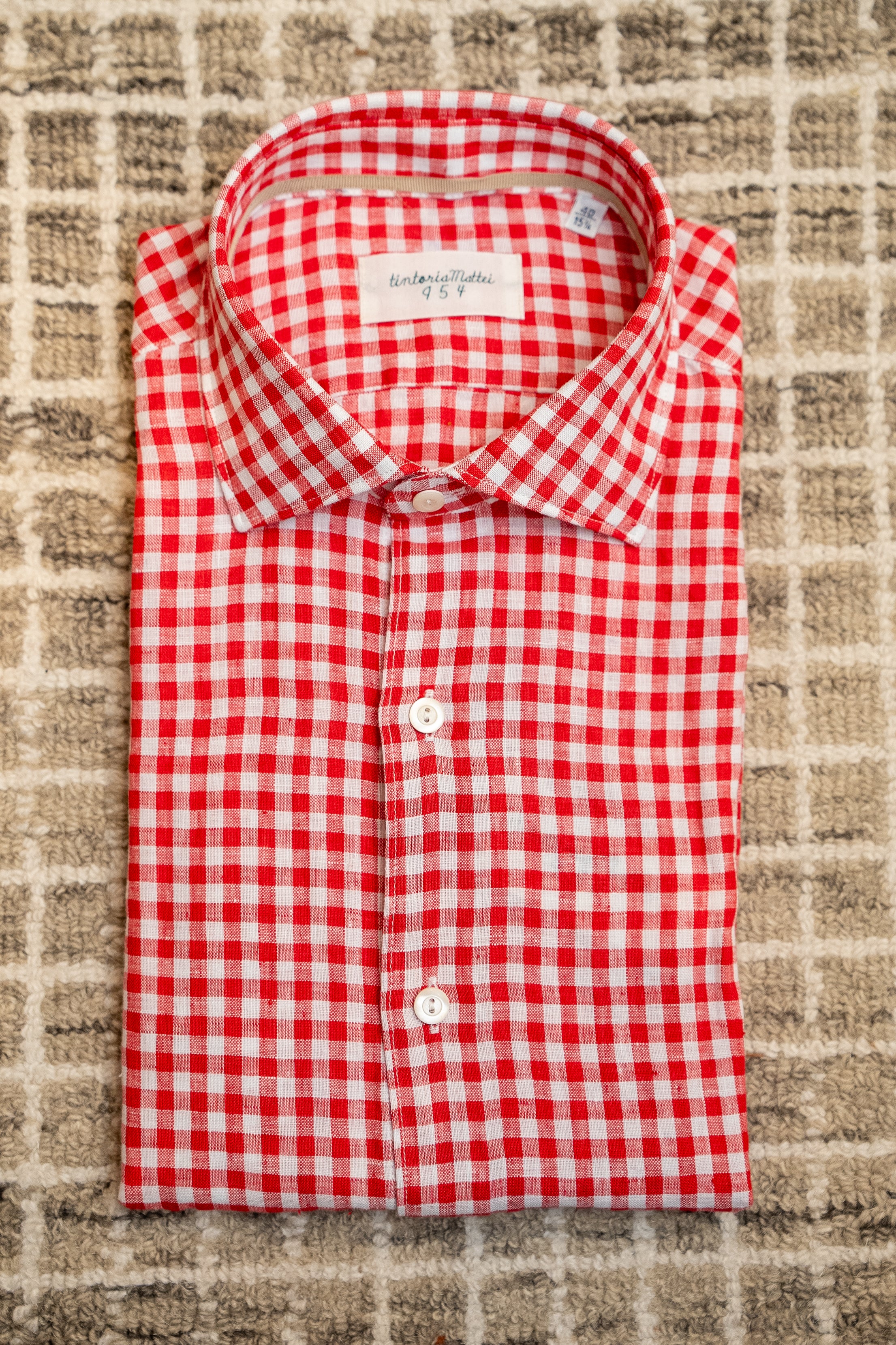 Red Check Linen Sport Shirt