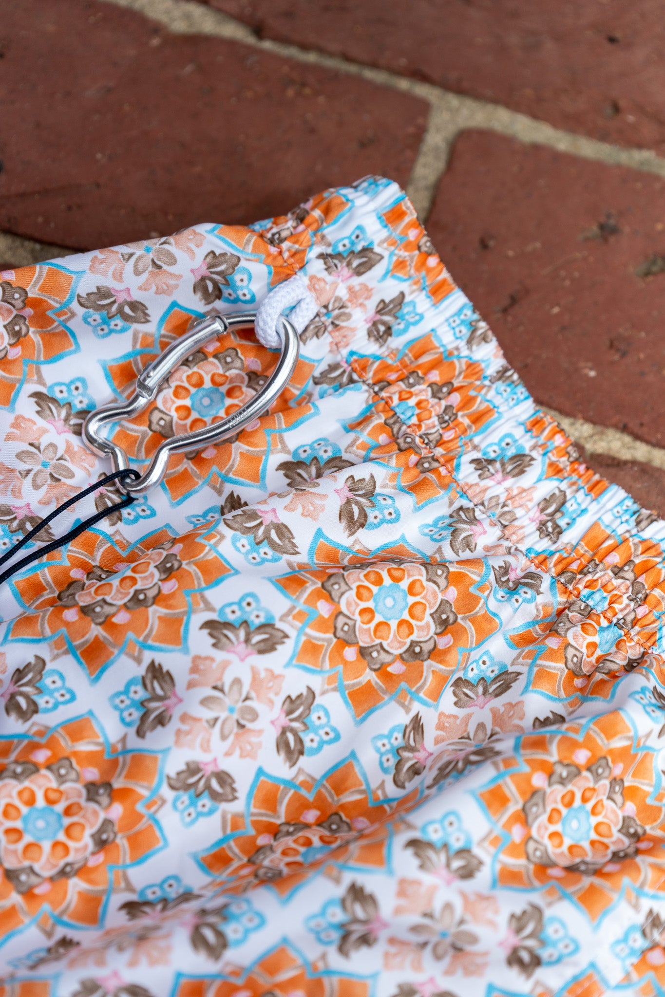 Orange Print Swim Trunks