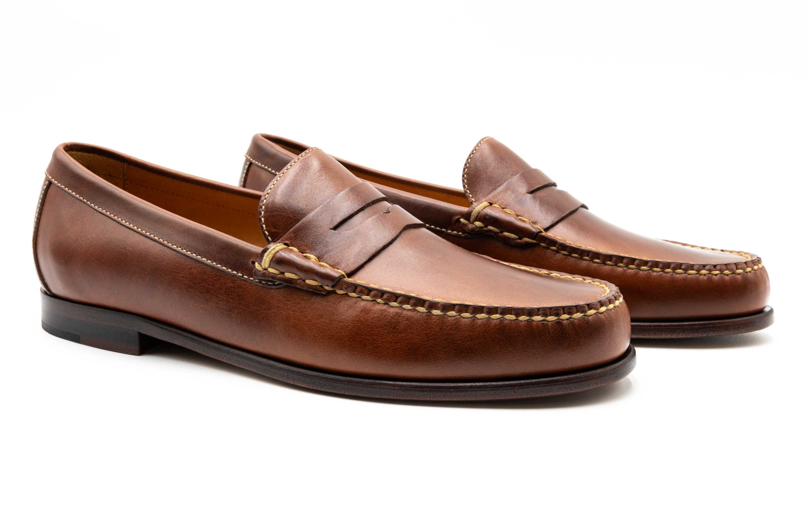 Old Row Oiled Saddle Leather Penny Loafers - Cigar