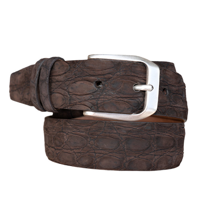 Chocolate Sueded Crocodile Belt
