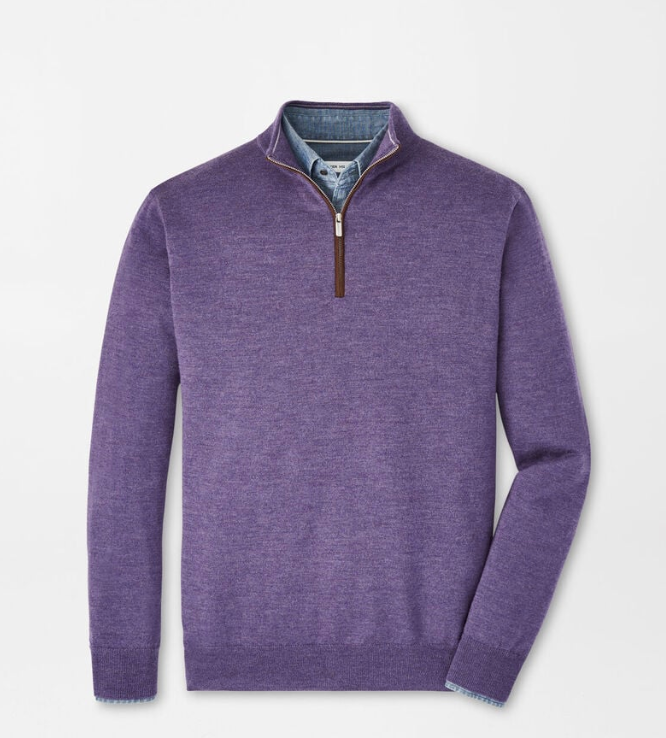 Autumn Crest Suede Trim Quarter-Zip Sweater