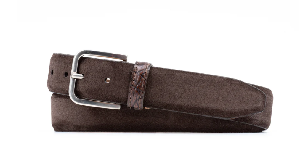 Hackett Italian Suede Belt in Walnut