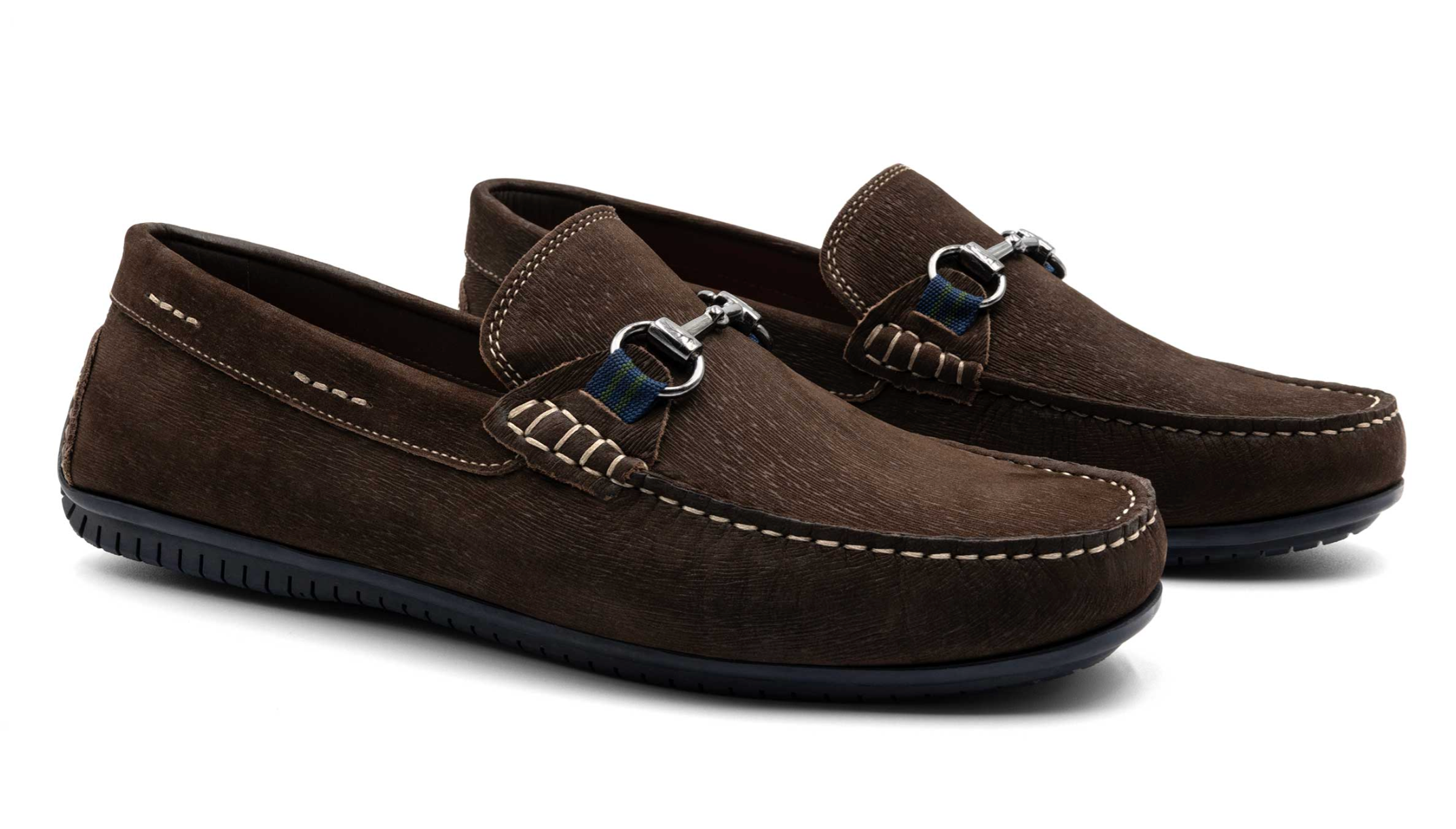 Bermuda Suede Horse Bit Loafers in Cafe