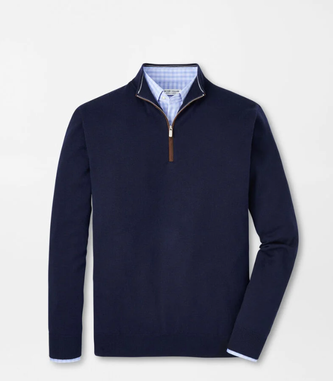 Autumn Crest Suede Trim Quarter-Zip Sweater