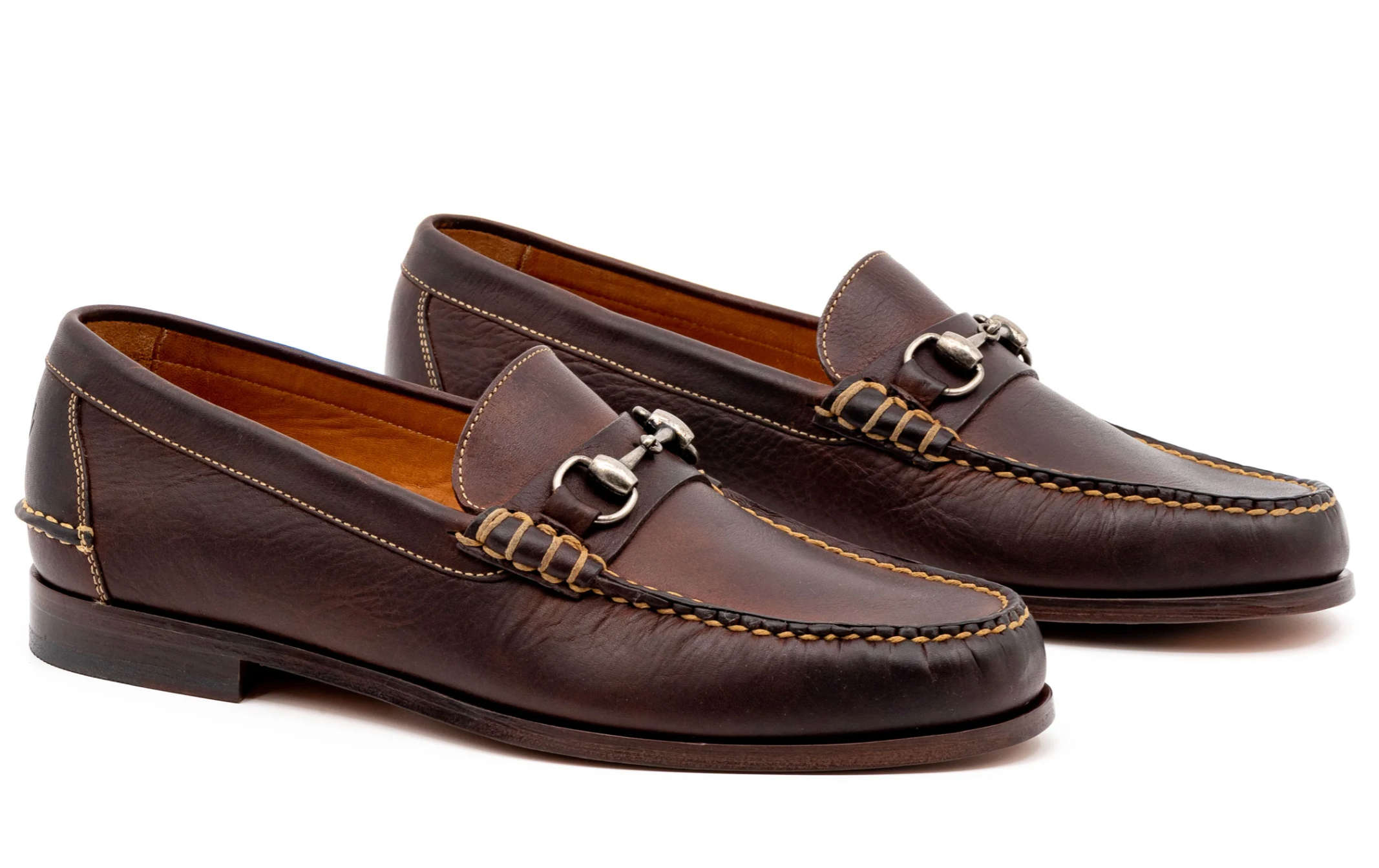 All American Saddle Leather Horse Bit Loafers in Walnut