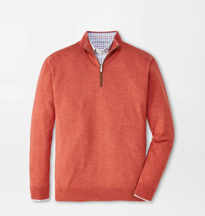 Autumn Crest Suede Trim Quarter-Zip Sweater