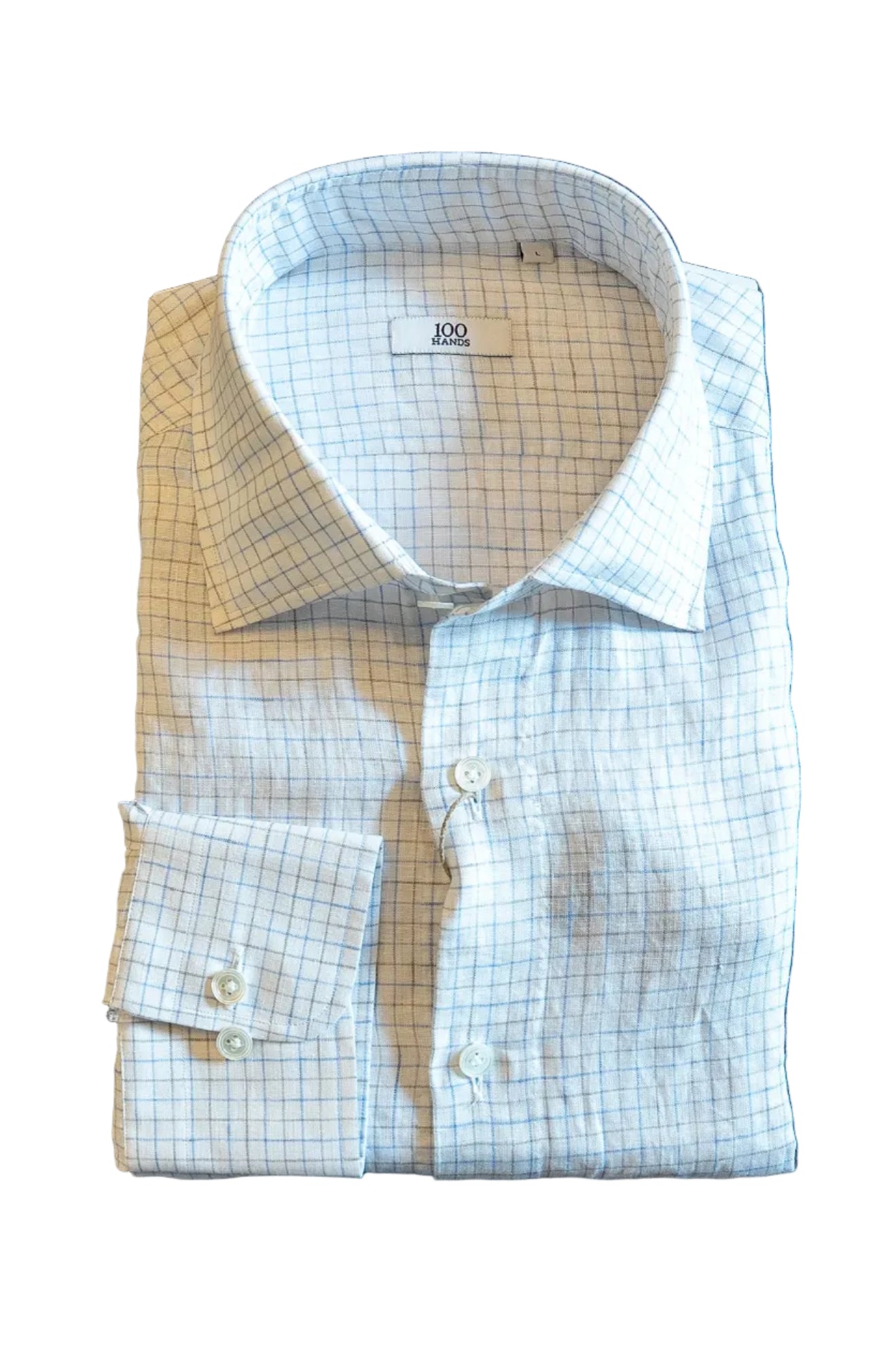 Blue-Gray & White Linen Sport Shirt