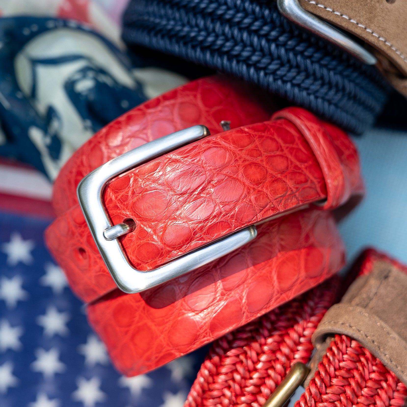 Cherry Red Matte Alligator Belt