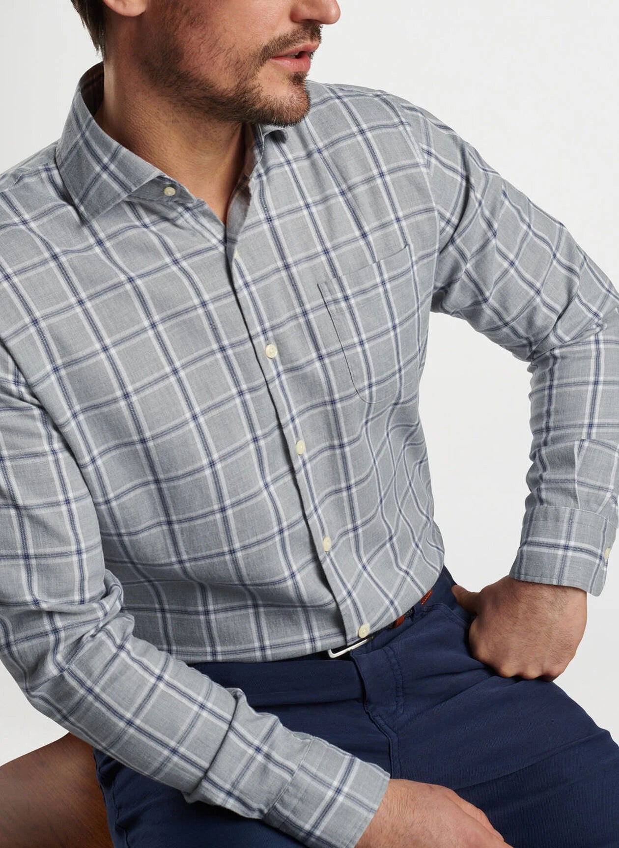 Vernon Flannelette Cotton-Stretch Sport Shirt