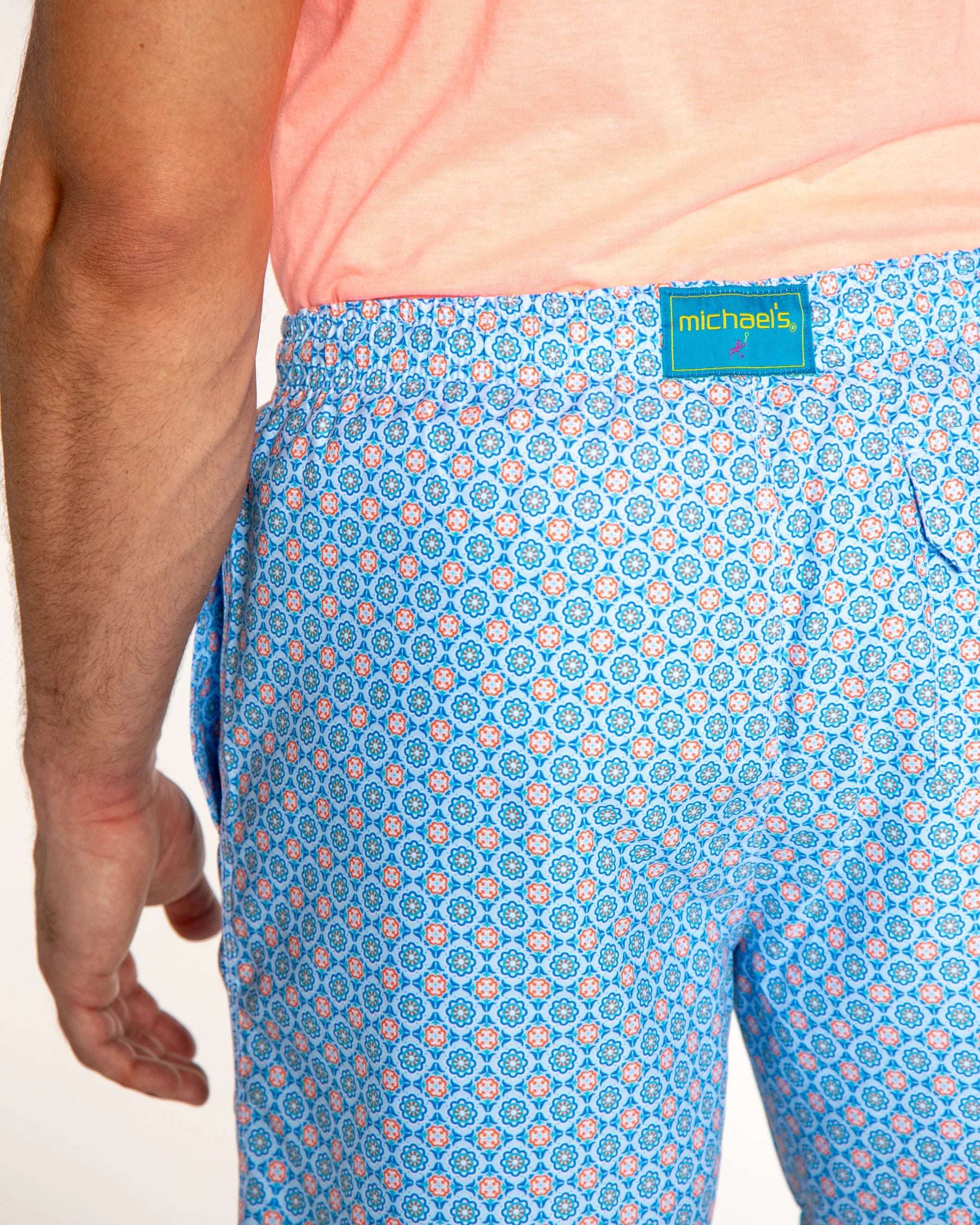 Men's Cyclist Liner Swim Trunks Medallion Blue