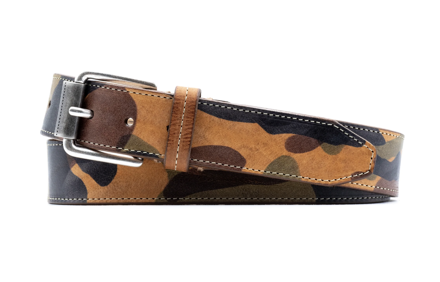 Montana Italian Saddle Leather Belt - Camo