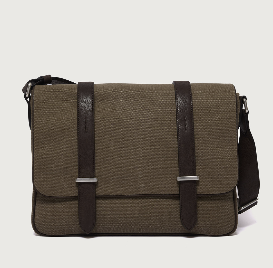 Jones Midi Safari Canvas and Leather Messenger Bag